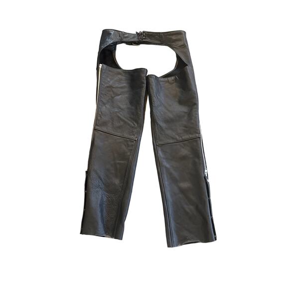 Universal Rider Black Leather Riding Chaps Medium - Picture 2 of 6